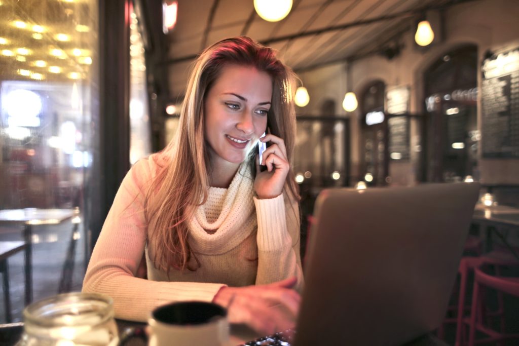 woman receiving a phone call