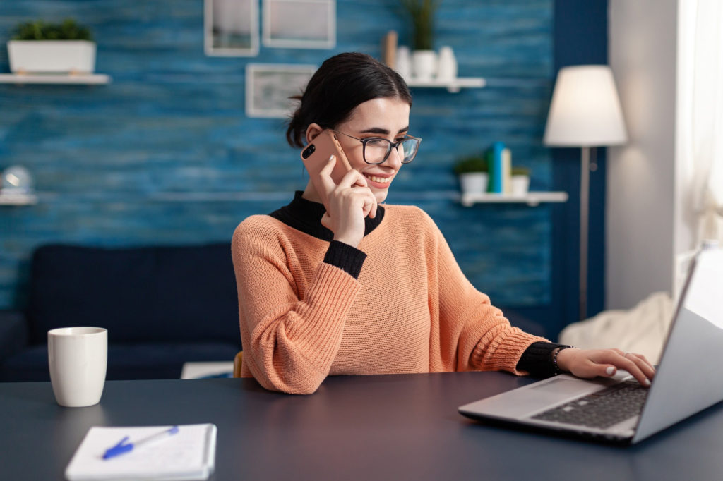 woman receiving an automated call